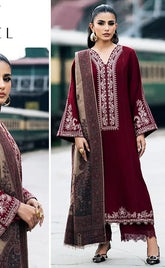 3-Piece Unstitched Printed Lawn with Voil Dupatta Suit for Women