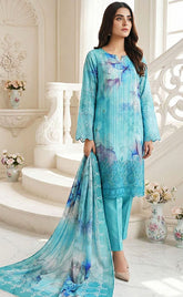 3-piece Unstitched Lawn with Voil Dupatta Suit for Women