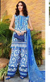 3-Piece Unstitched Printed Lawn & Chiffon Embroidered Suit for Women