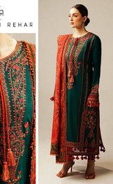 3-Piece Unstitched Printed Lawn with Voil Dupatta Suit for Women