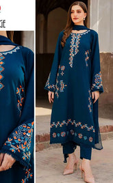 3-piece Unstitched Printed Lawn with Voil Dupatta Suit for Women